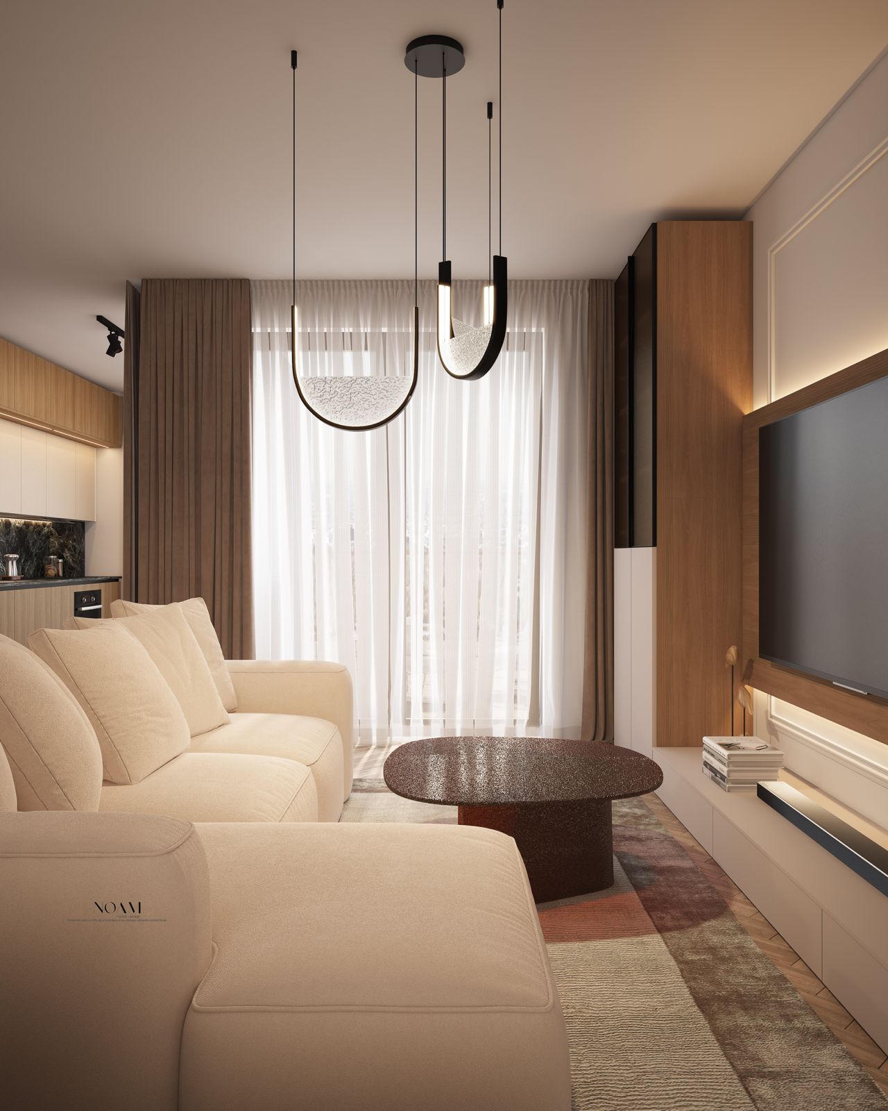 Randare NOAM — exemplu amenajare living, Verdi Park