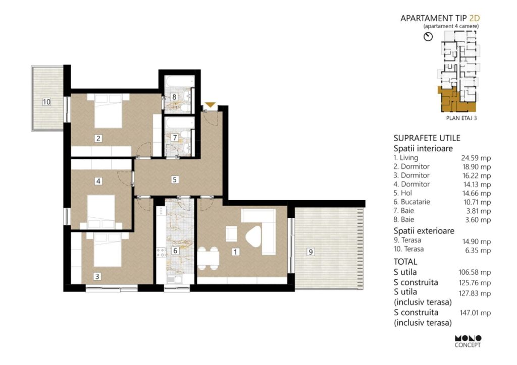 Apartament 4 camere - TIP 2D