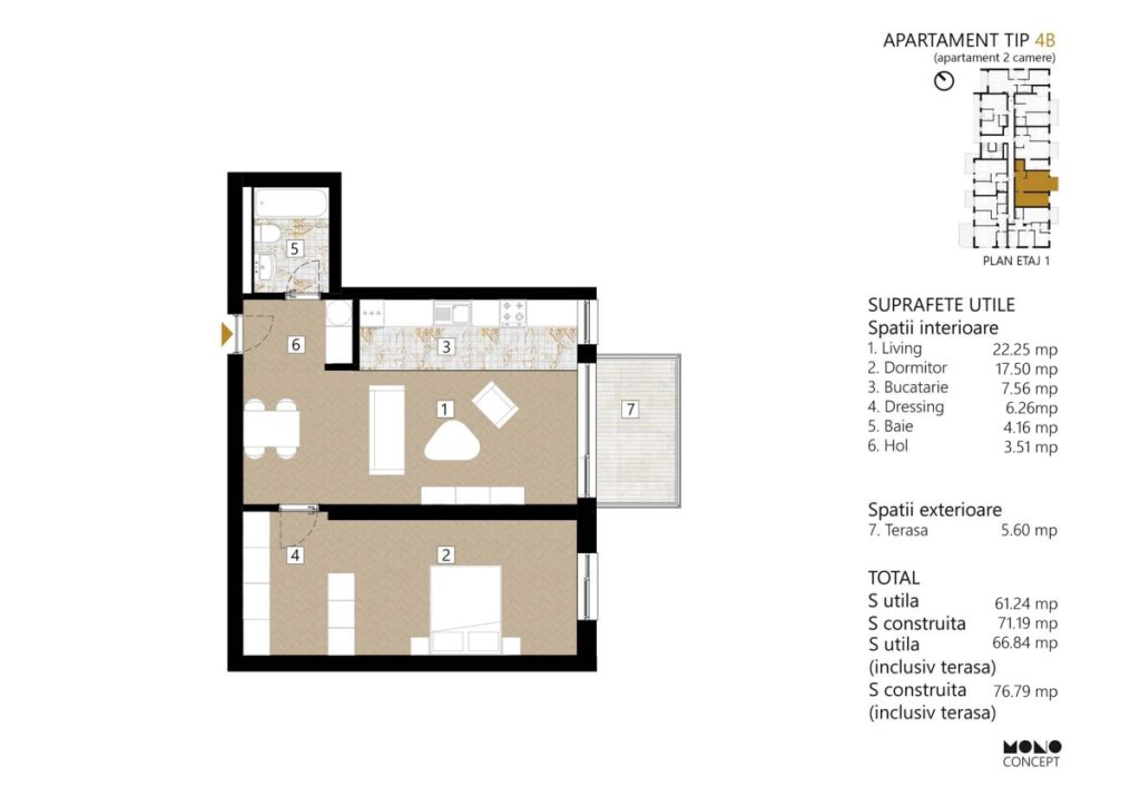 Apartament 2 camere - TIP 4B