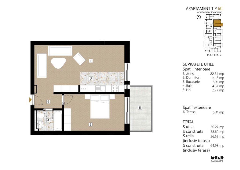Apartament 2 camere - TIP 6C