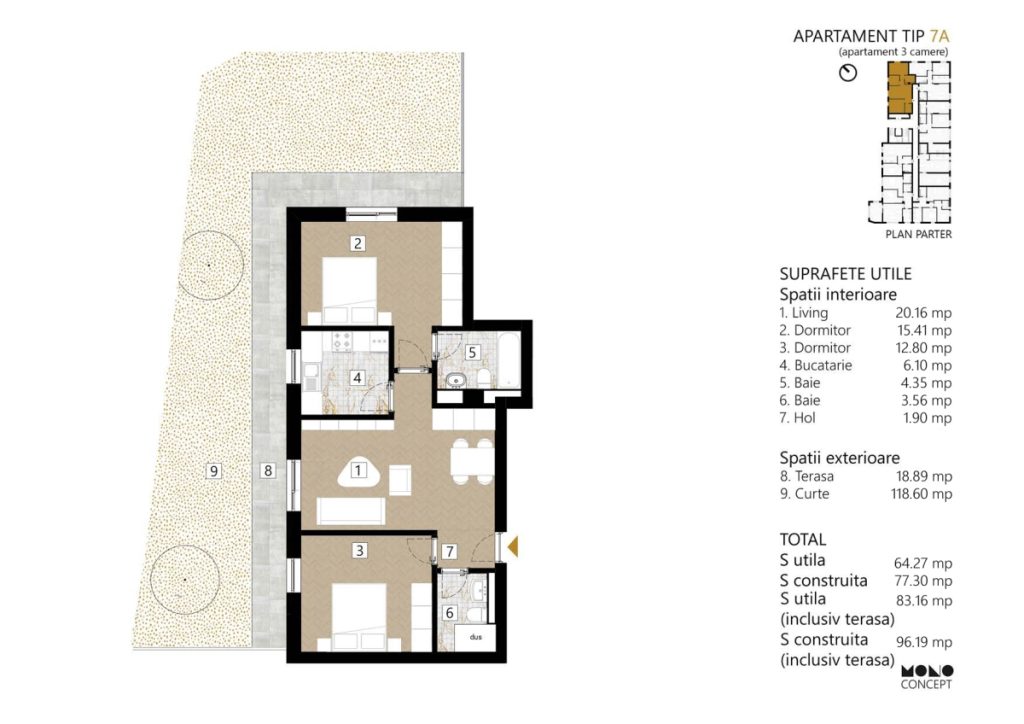 Apartament 3 camere - TIP 7A