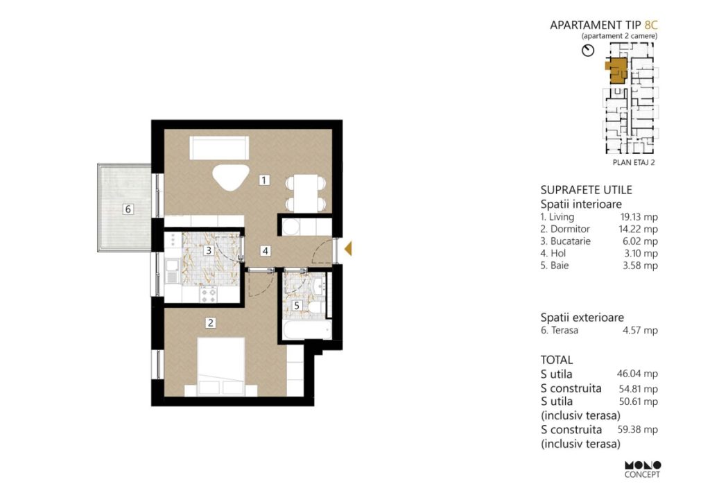 Apartament 2 camere - TIP 8C